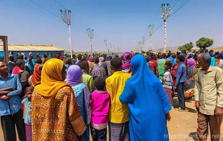 에리트레아 전쟁 이야기 - **Building the Nation: Eritrean Youth in National Service**
    
    A vibrant scene depicting young...