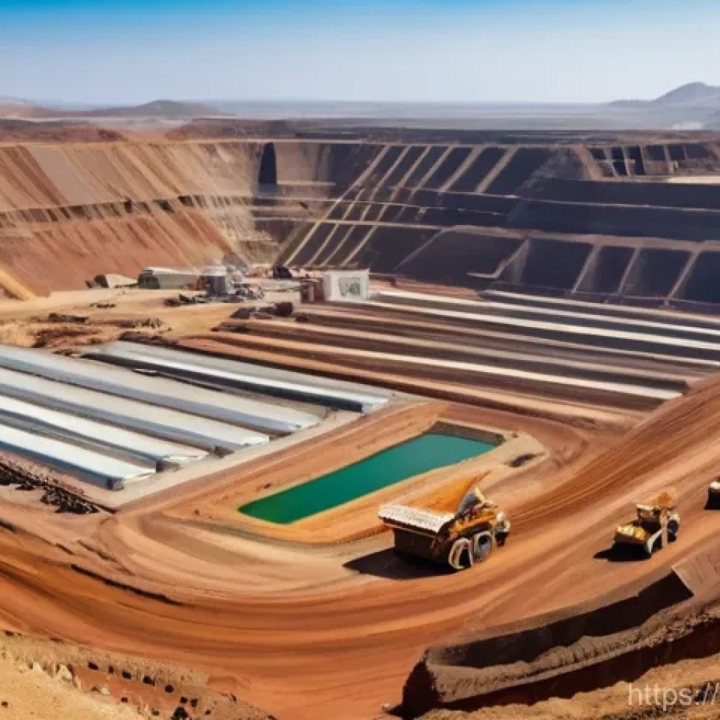 에리트레아 투자 기회 - **Eritrean Mining Prosperity:** A panoramic, high-angle shot of a modern, large-scale mining operati...