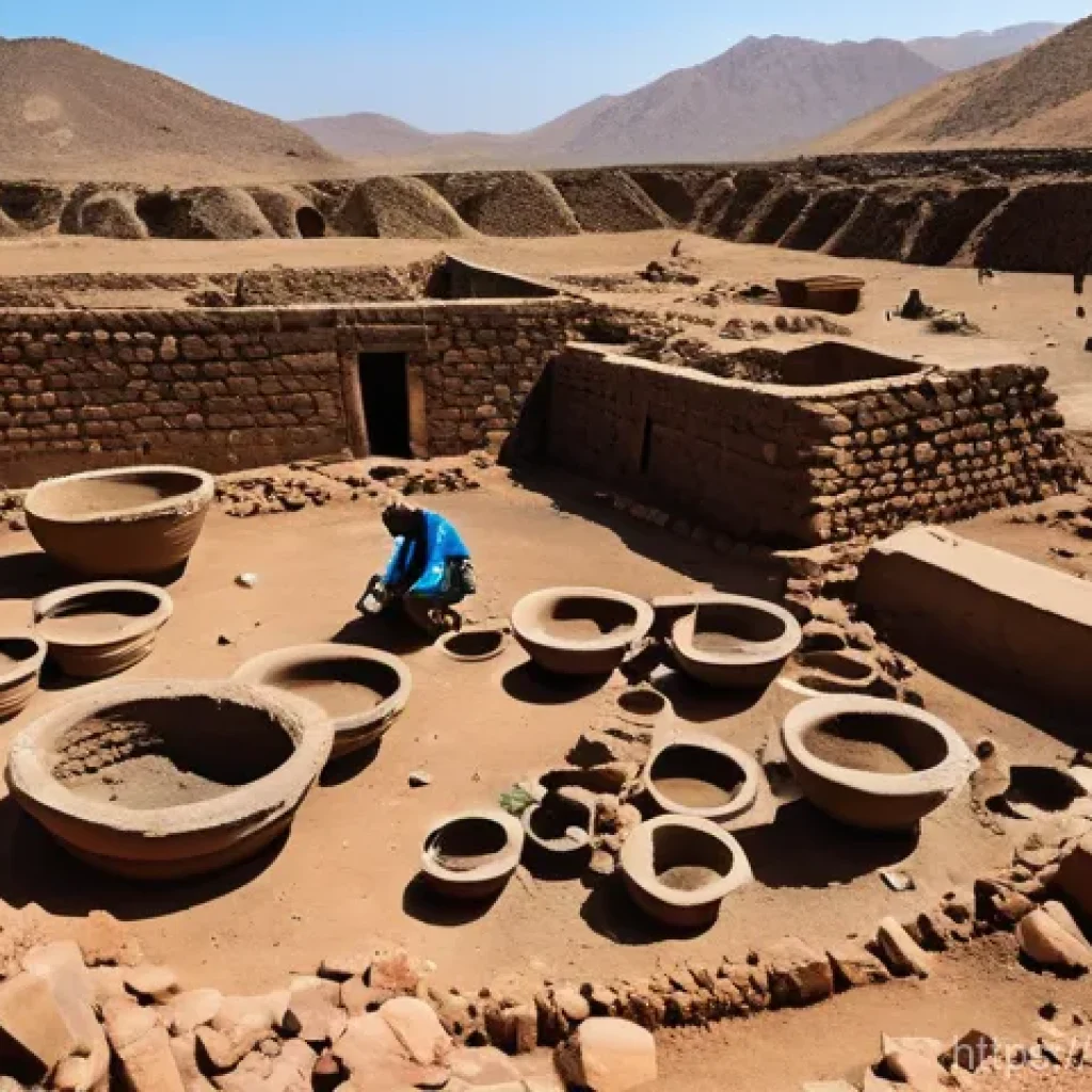 에리트레아의 역사적 유물 - **Prompt 1: "Eritrean Bronze Age Archaeological Site"**
    A wide shot of an active archaeological ...