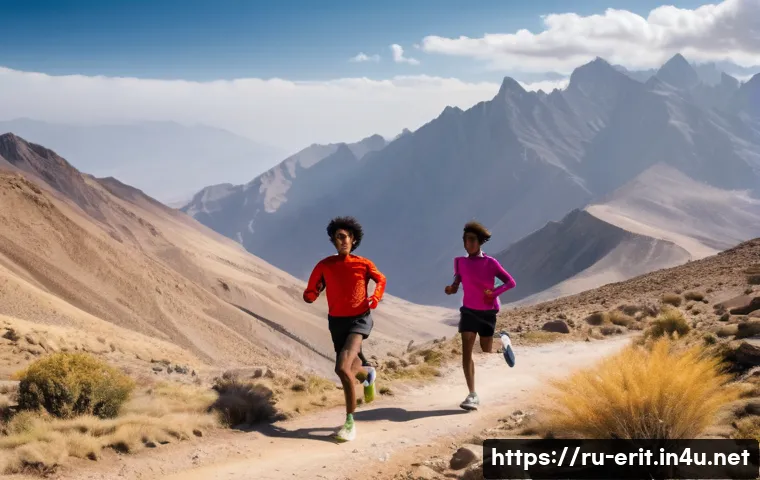 에리트레아 육상 선수 - **Prompt 1: High-Altitude Endurance**
A panoramic, wide-angle shot of young Eritrean athletes, t...