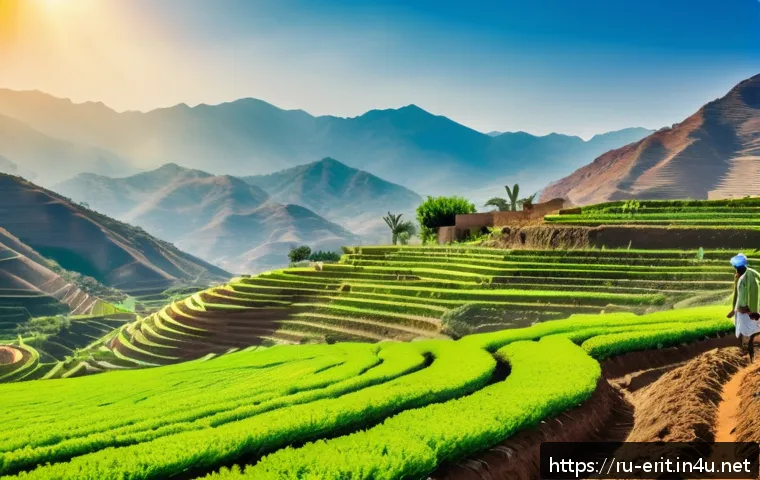 에리트레아 대통령 - A vibrant Eritrean agricultural scene showcasing local farmers in traditional attire working innovat...